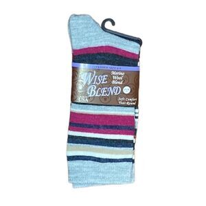 BOGO Wise Blend Merino Wool Grey Striped Socks, NWT